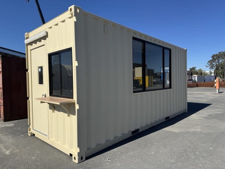 A small container with a personnel door and window: modest changes that still need proper framing and flashing.